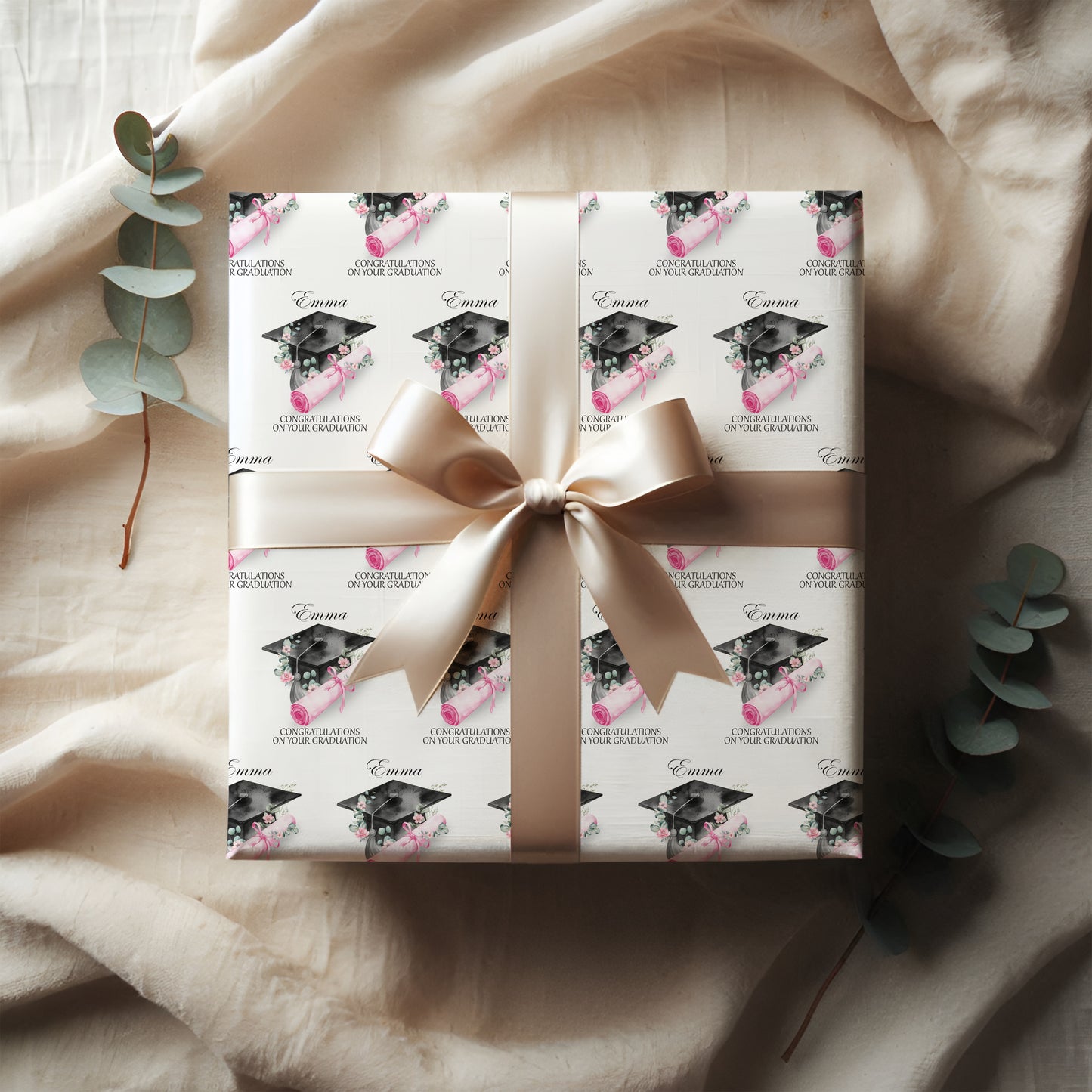 Personalised Pink Graduation Wrapping Paper
