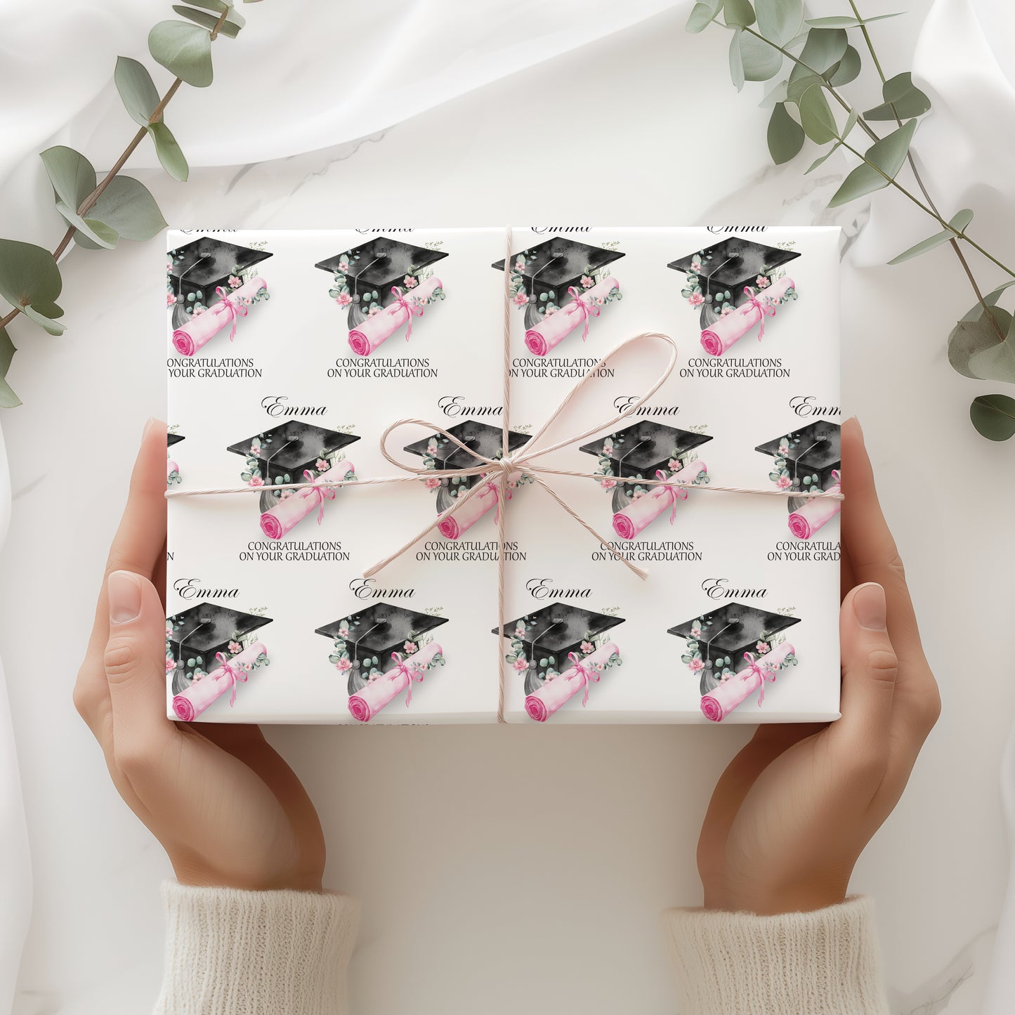 Personalised Pink Graduation Wrapping Paper