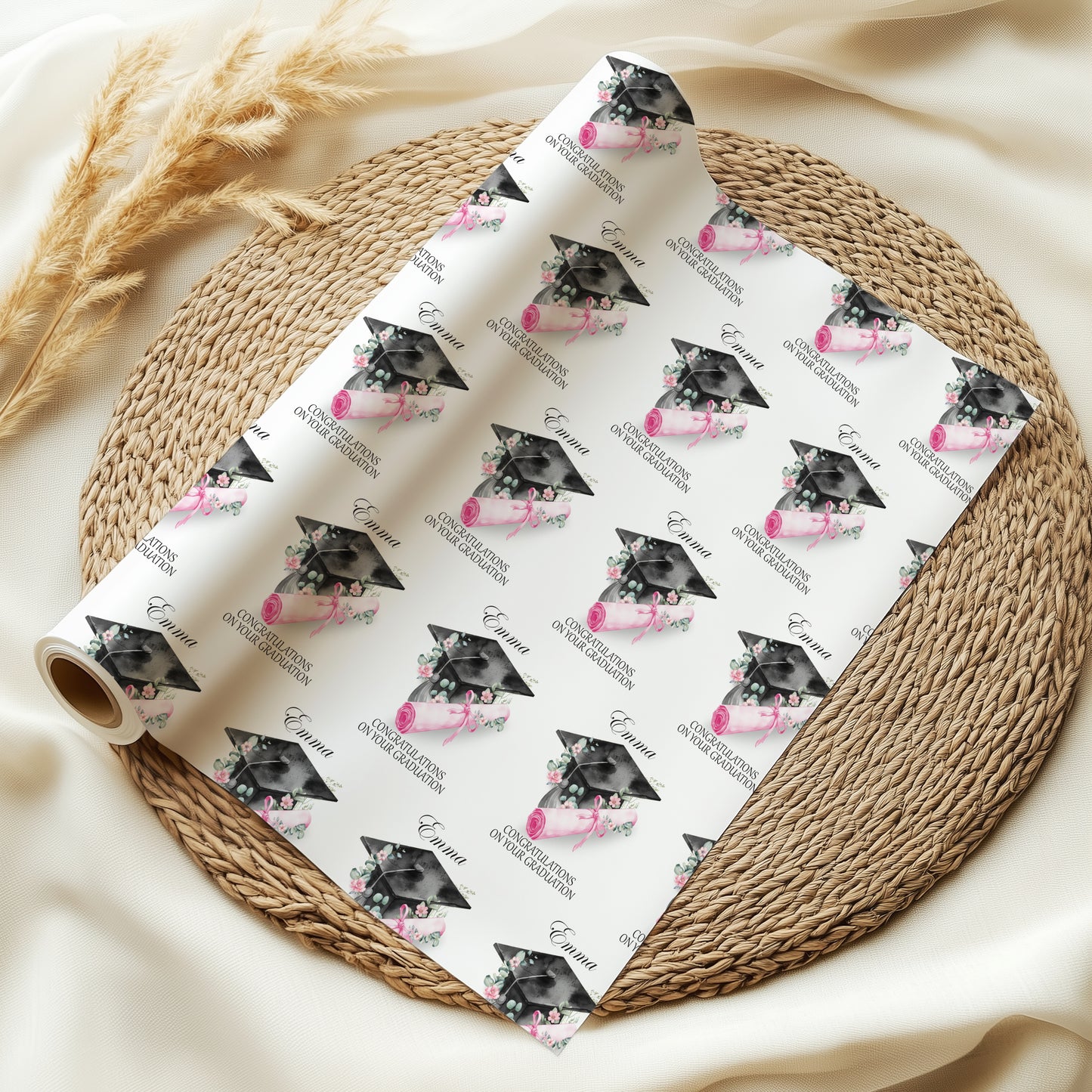 Personalised Pink Graduation Wrapping Paper