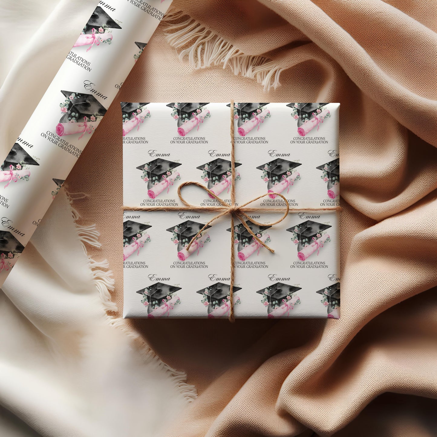 Personalised Pink Graduation Wrapping Paper