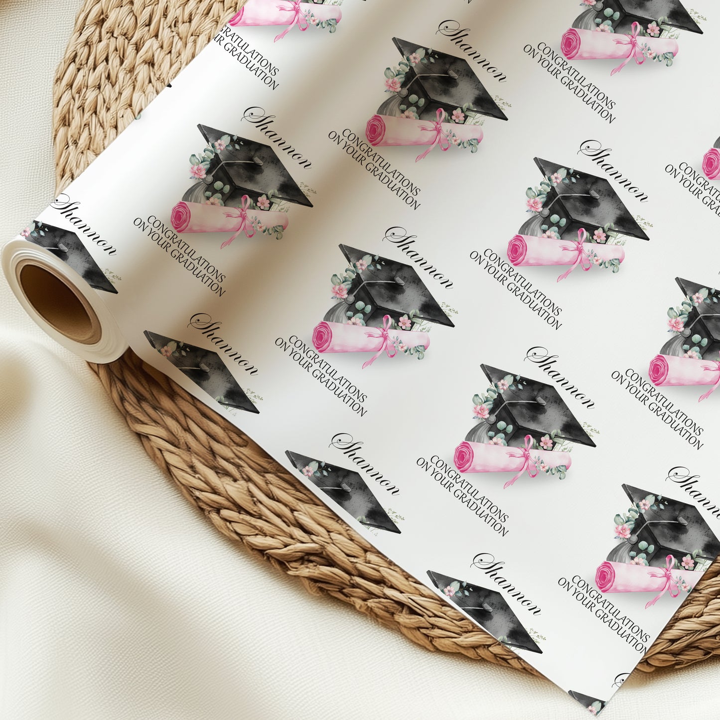 Personalised Pink Graduation Wrapping Paper