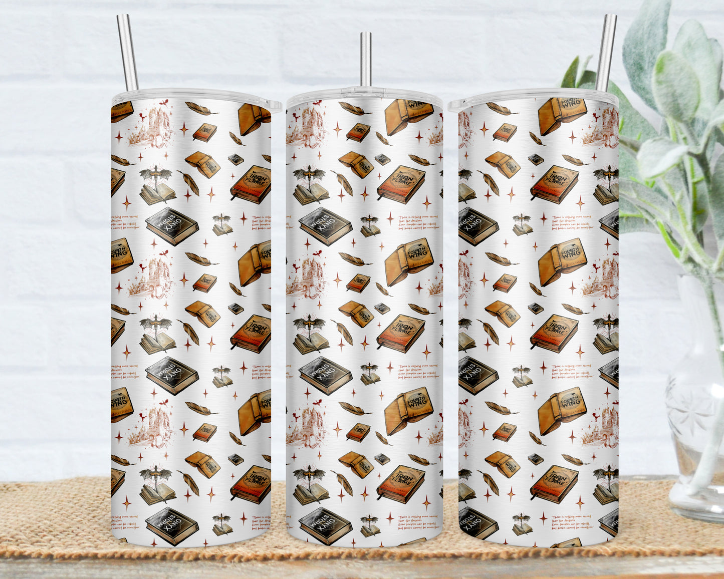 Fourth Wing 20oz Tumbler, Empryean series merchandise, onyx storm merch, Skinny Tumbler with Straw, Bookish Gifts, Bookish coffee Tumbler