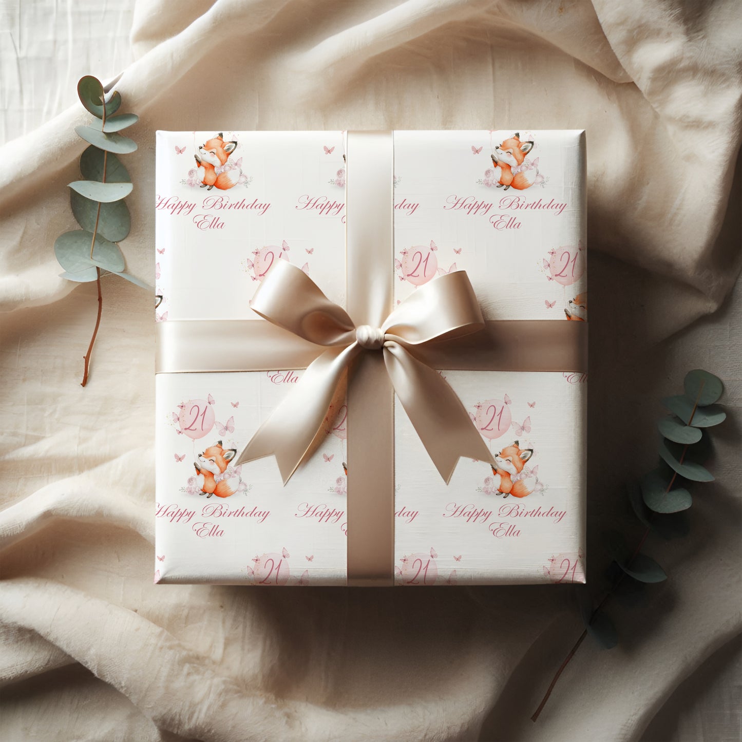 Personalised Fox Milestone Birthday Wrapping Paper