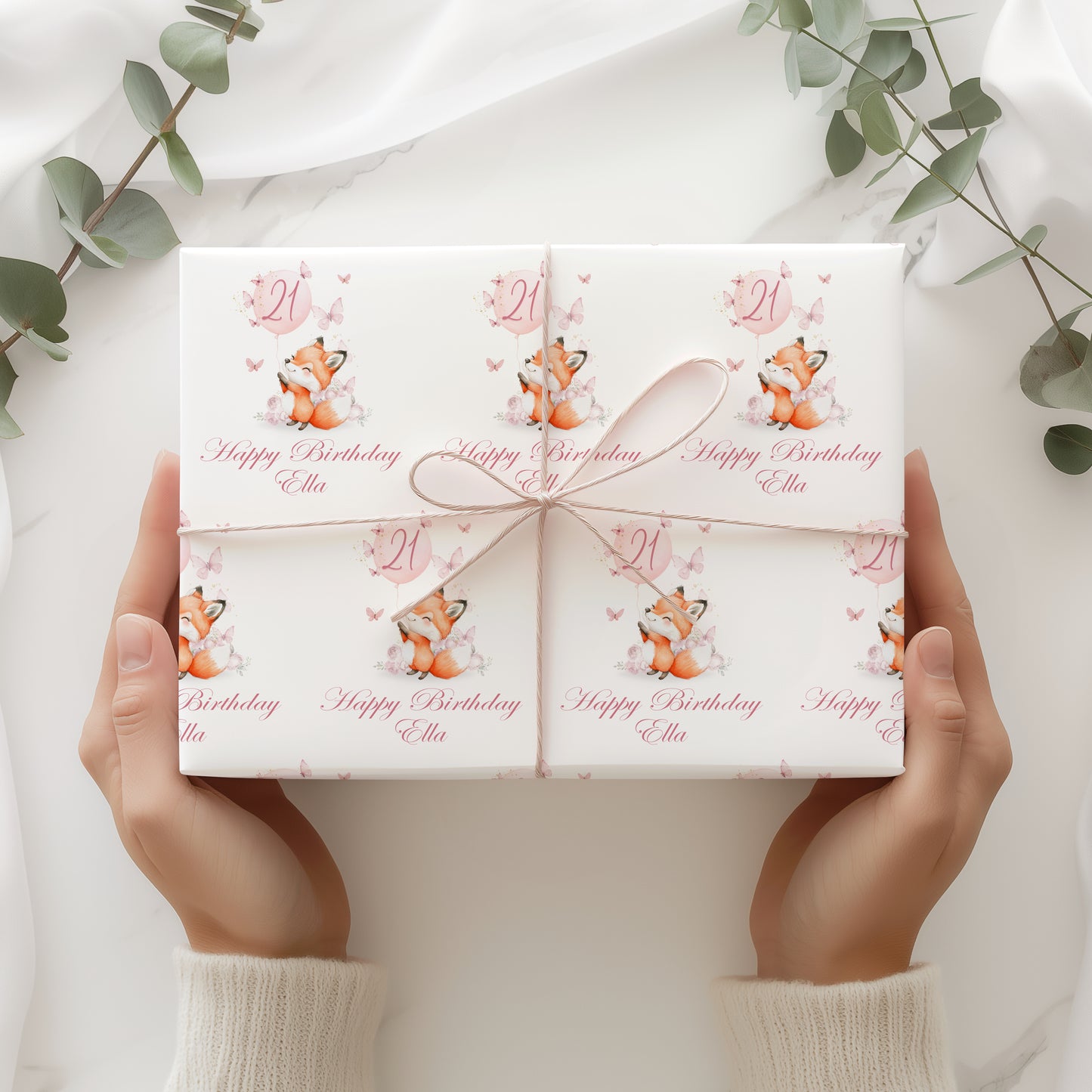 Personalised Fox Milestone Birthday Wrapping Paper
