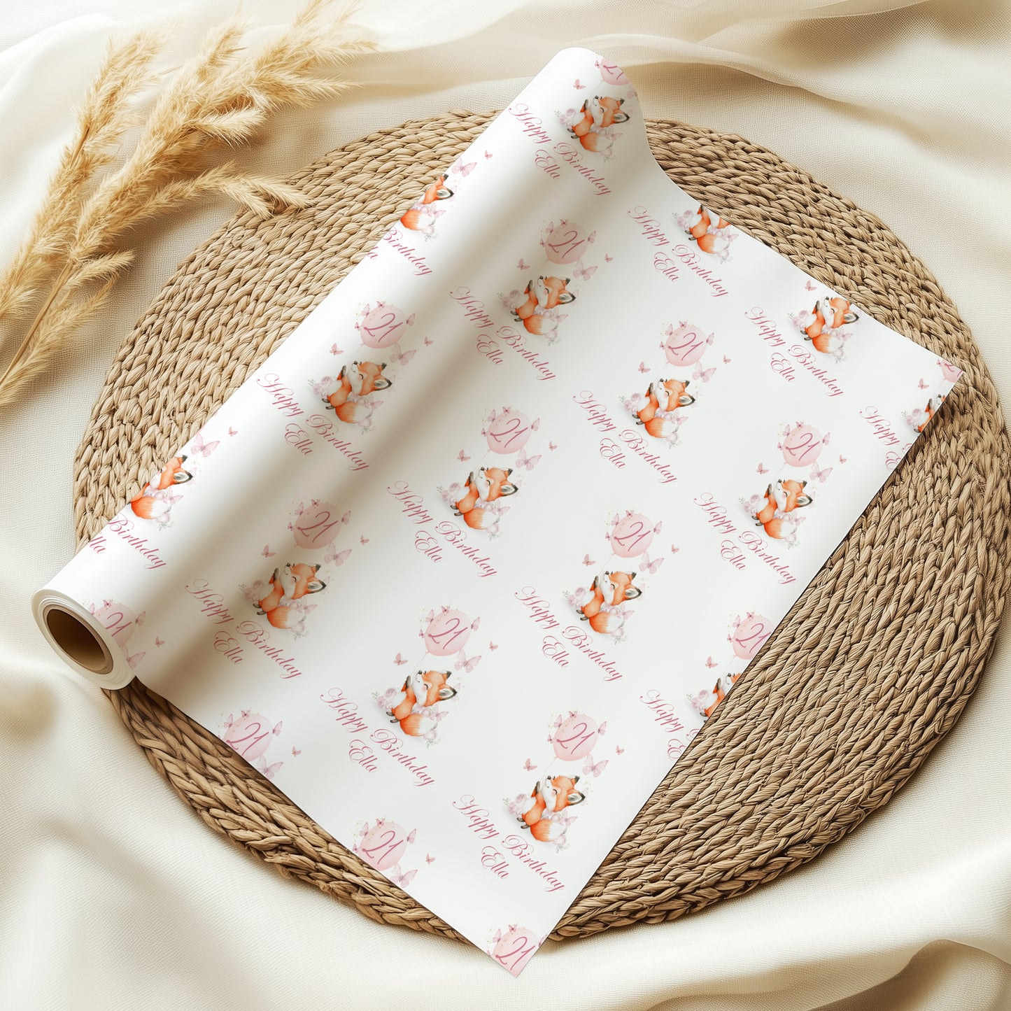 Personalised Fox Milestone Birthday Wrapping Paper