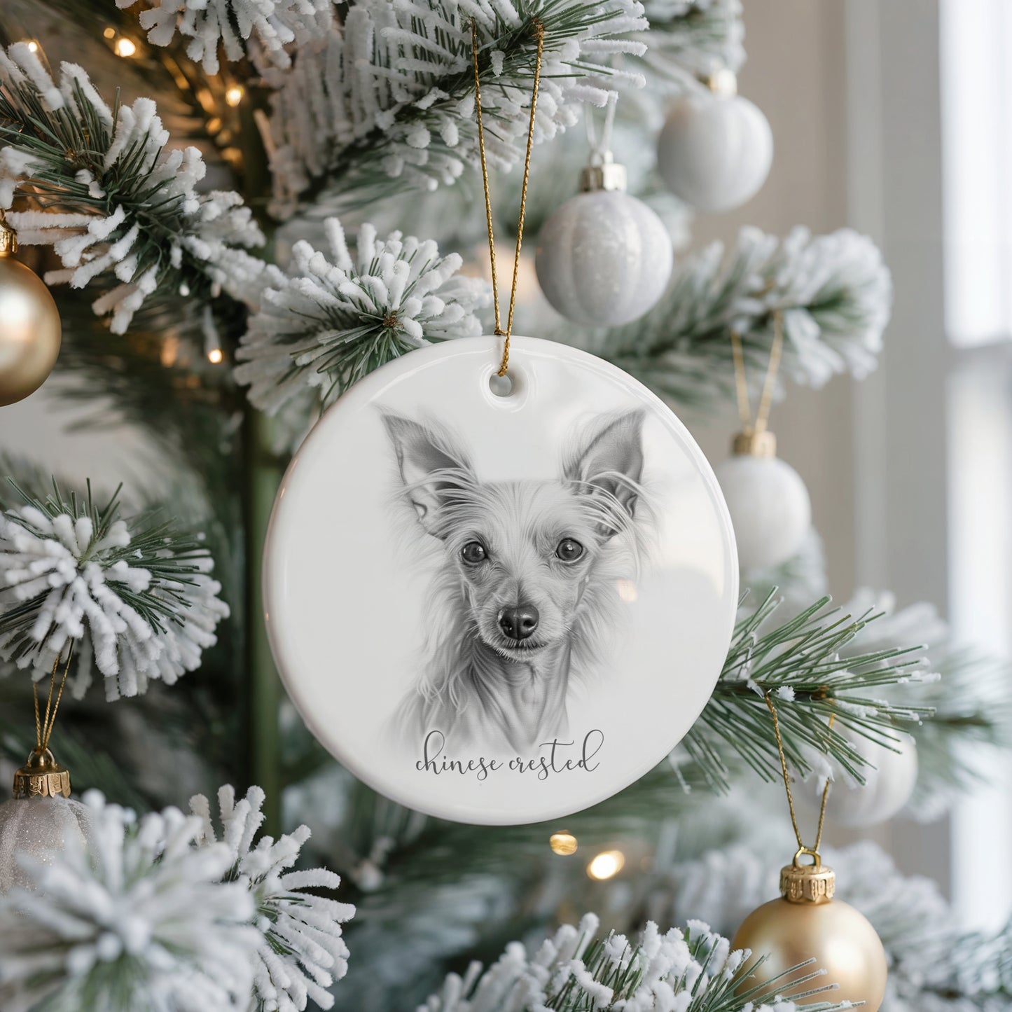 Personalised Chinese Crested Christmas bauble