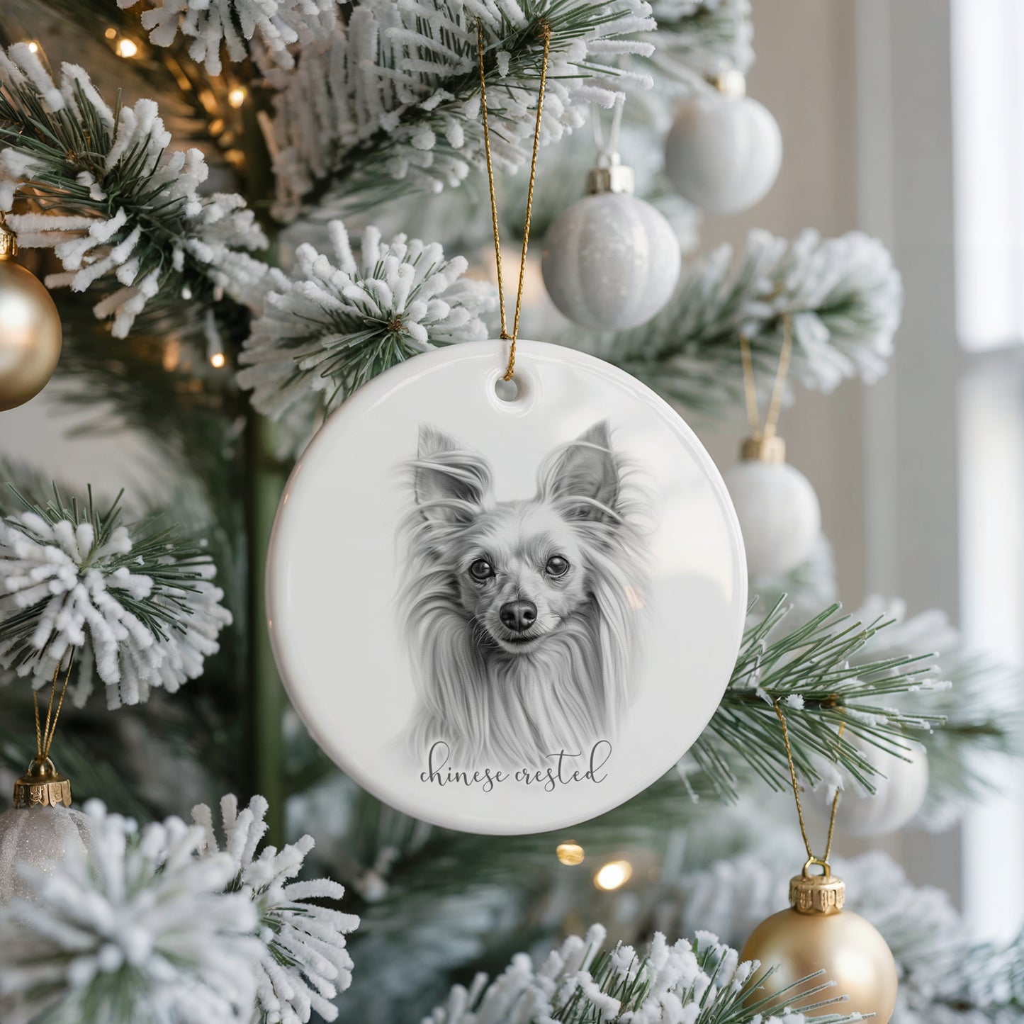 Personalised Chinese Crested Christmas bauble