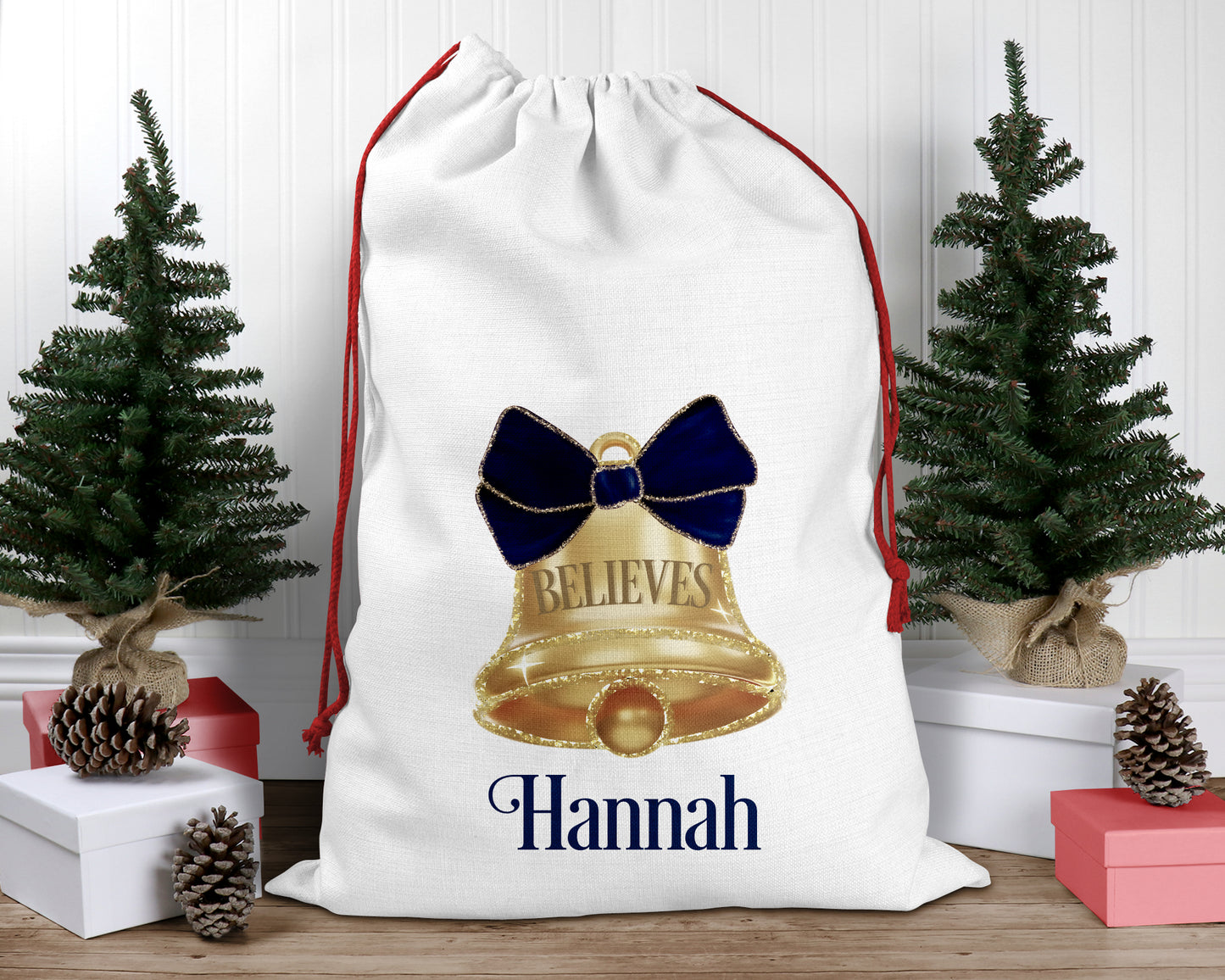 Personalised Christmas Santa Sack, Santa's Bell