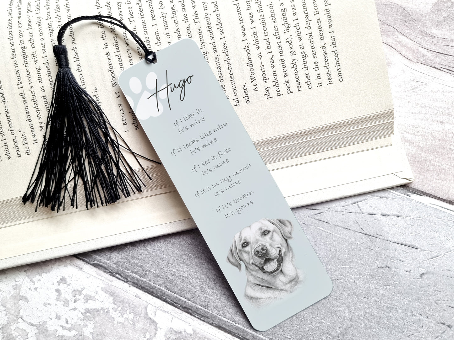 Personalised Yellow Labrador Bookmark