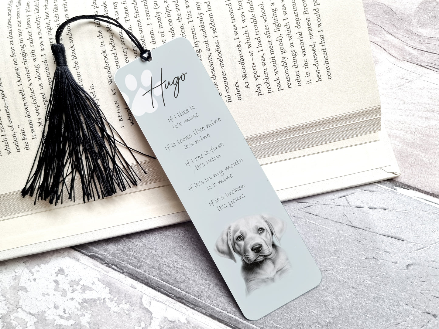 Personalised Yellow Labrador Bookmark