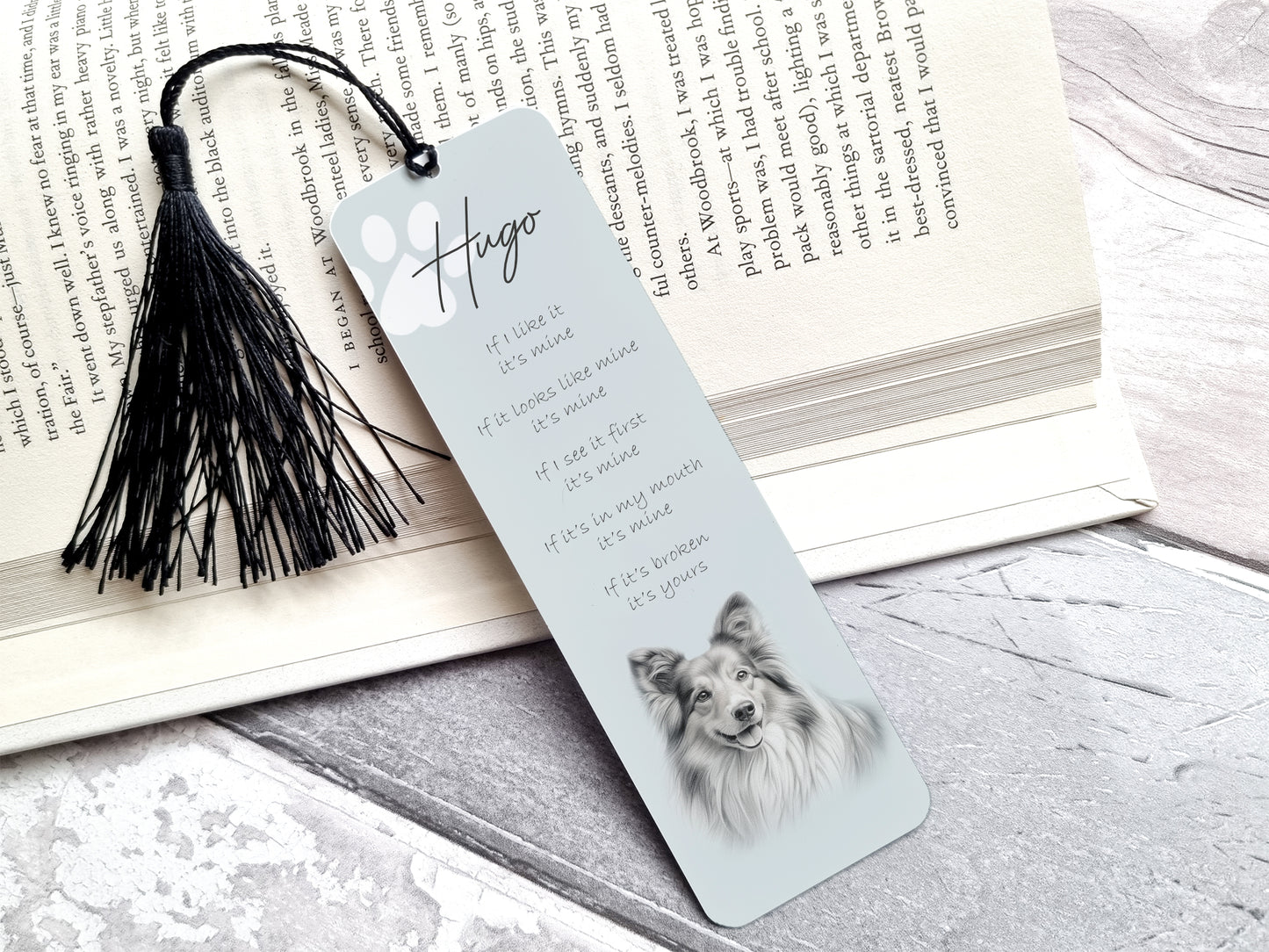 Personalised Sheltie Bookmark
