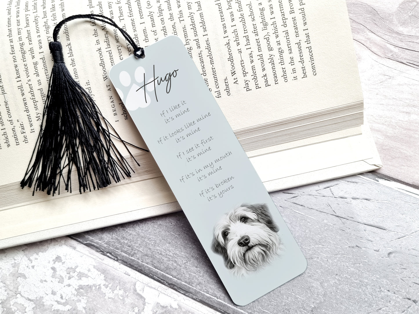 Personalised Old English Sheepdog Bookmark
