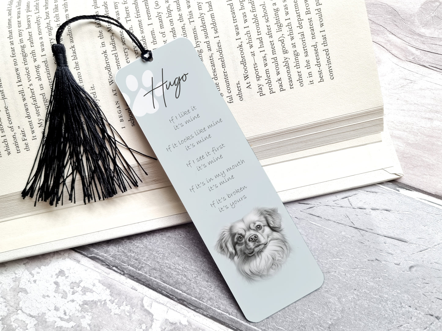 Personalised Tibetan Spaniel Bookmark