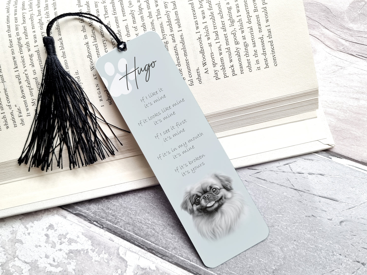 Personalised Pekinese Bookmark