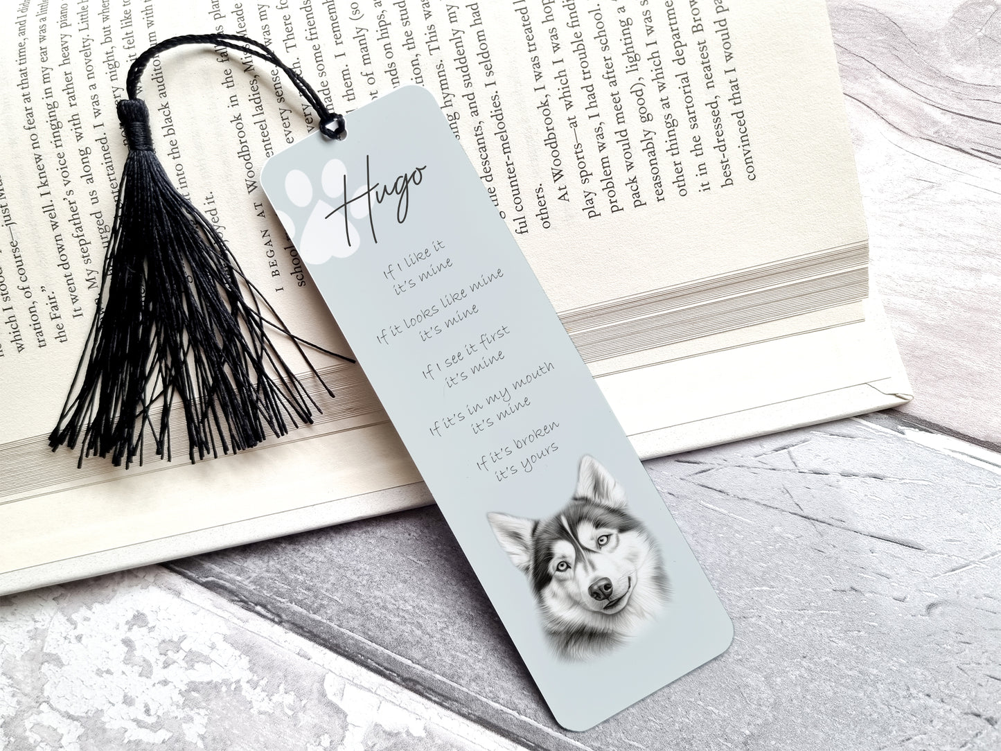 Personalised Siberian Husky Bookmark