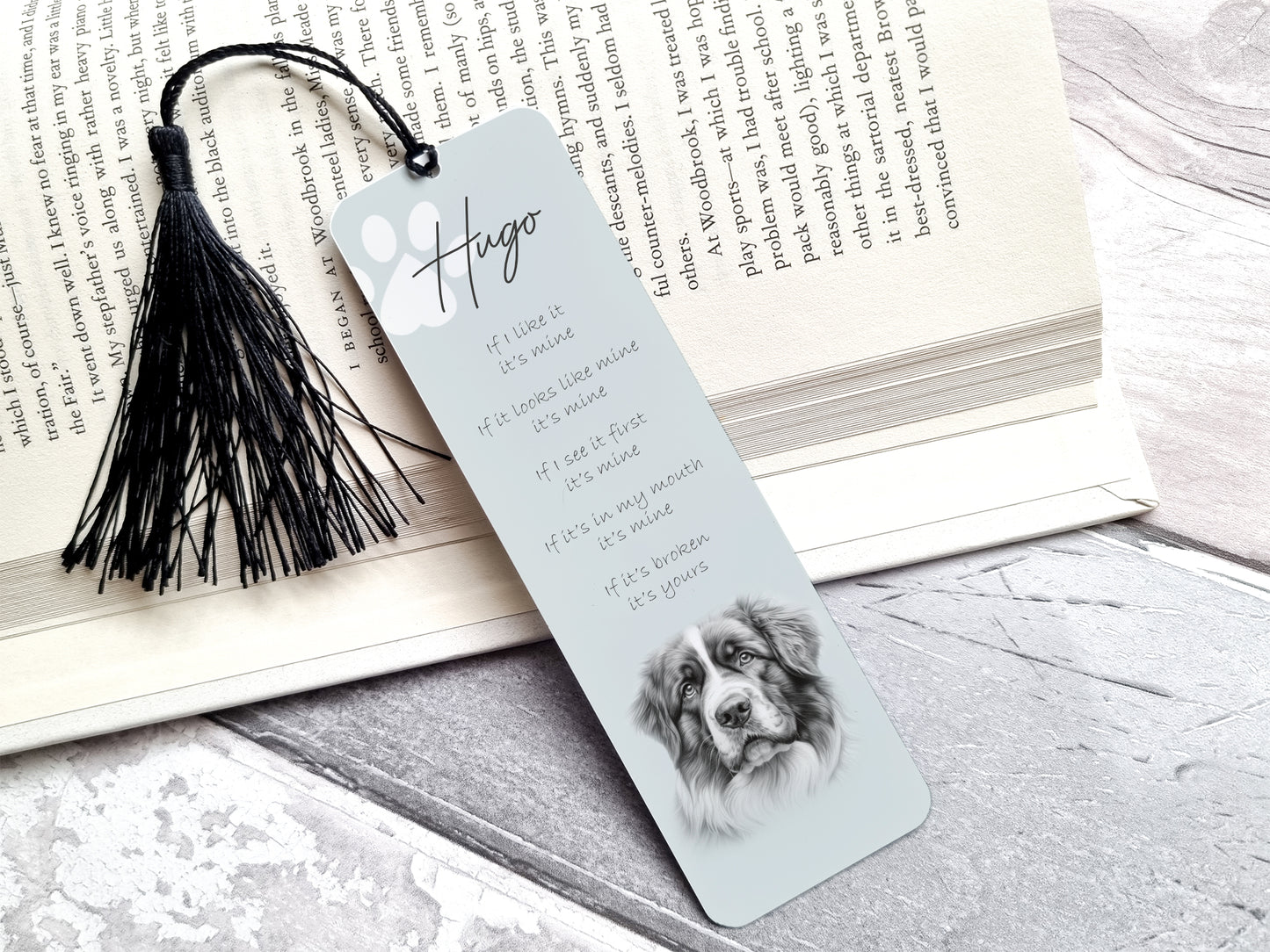 Personalised Saint Bernard Bookmark