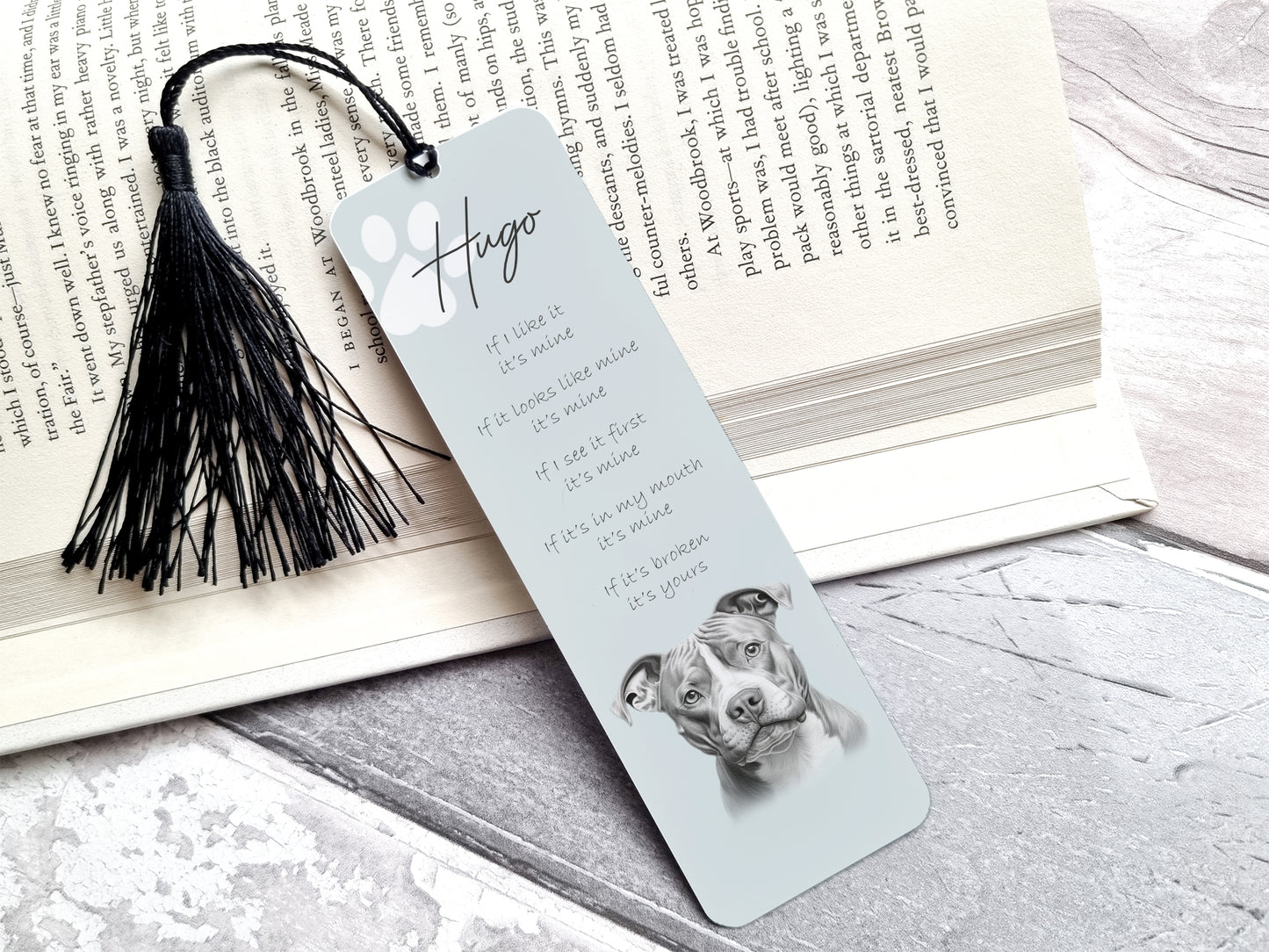 Personalised Pitbull Bookmark