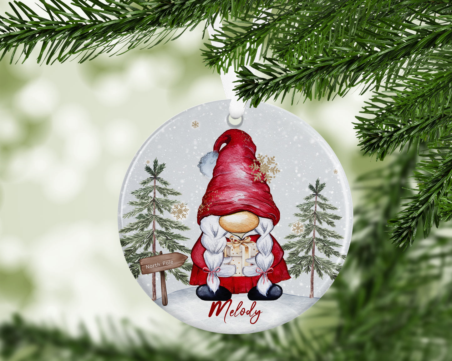 Personalised gonk bauble, ceramic hanging decoration, girl gonk, gonk gifts, custom tree decoration, gonk tree decoration, gonk lover gift