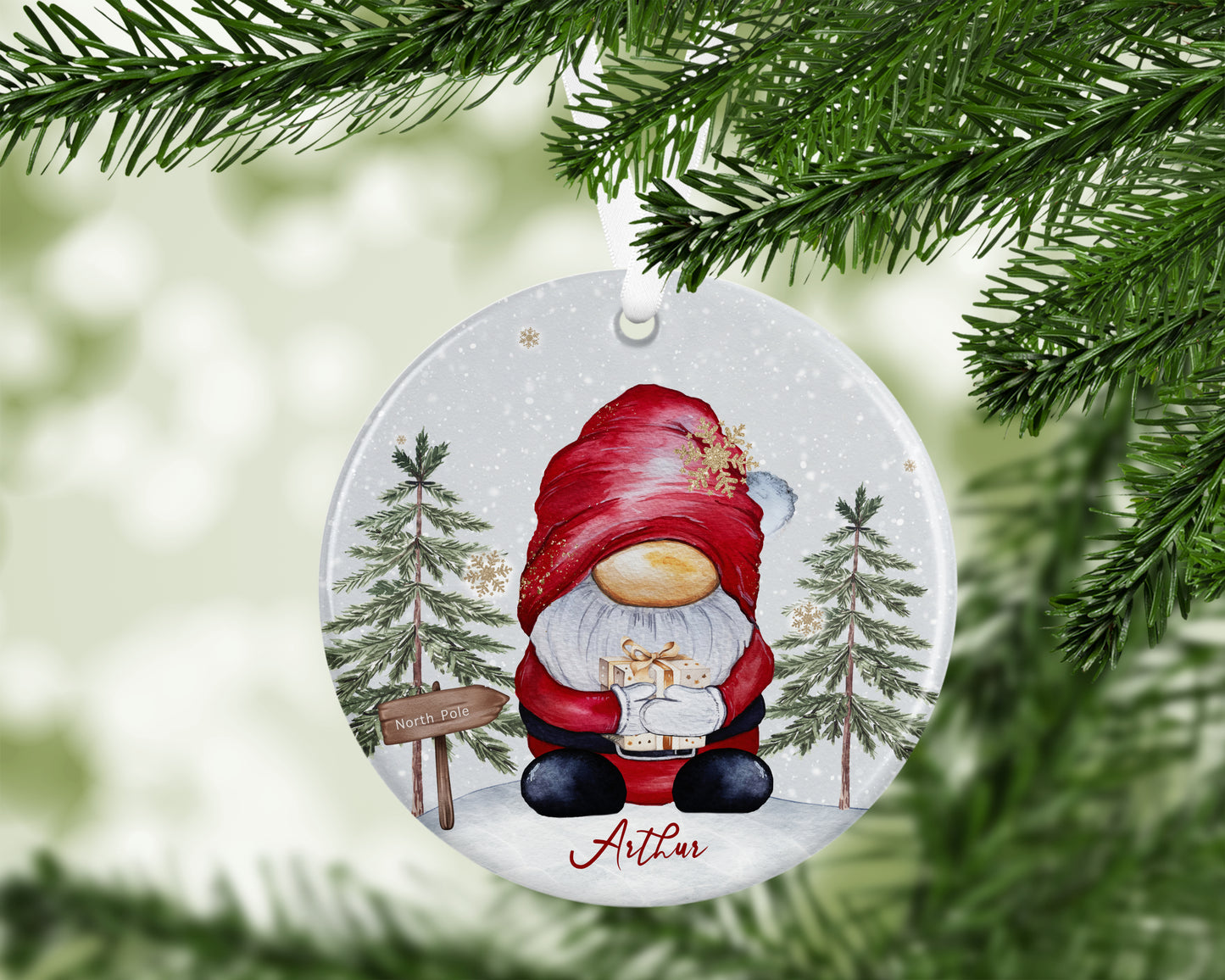 Personalised gonk bauble, ceramic hanging decoration, girl gonk, gonk gifts, custom tree decoration, gonk tree decoration, gonk lover gift