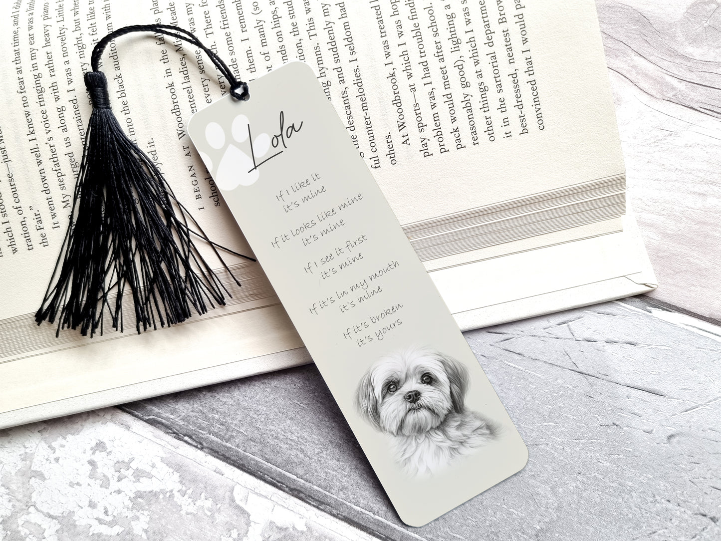 Personalised Shih Tzu Bookmark