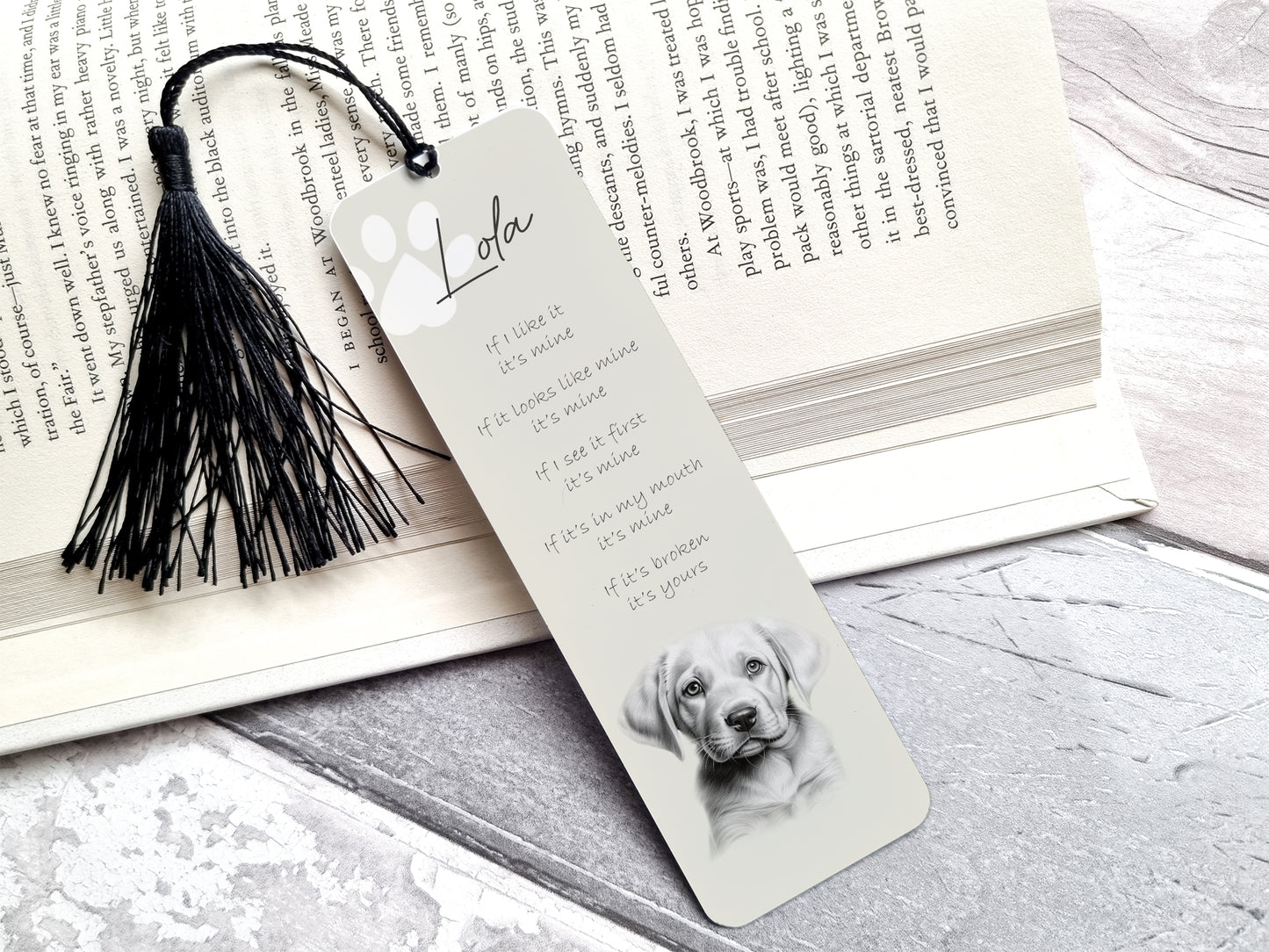 Personalised Yellow Labrador Bookmark
