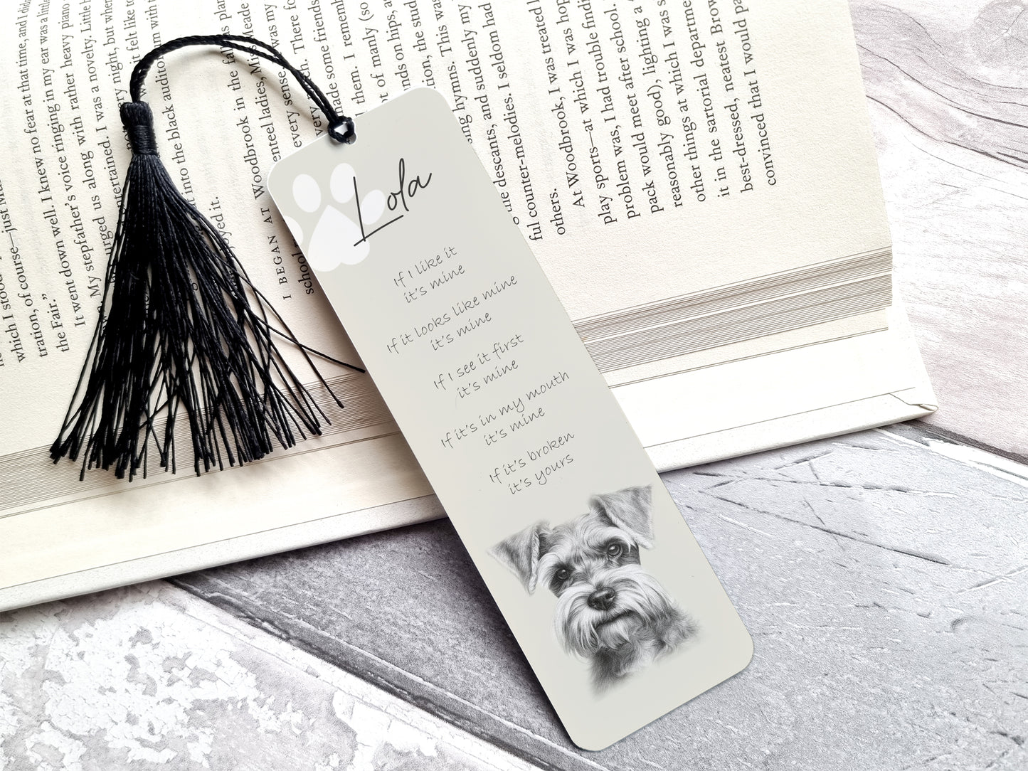 Personalised Miniature Schnauzer Bookmark