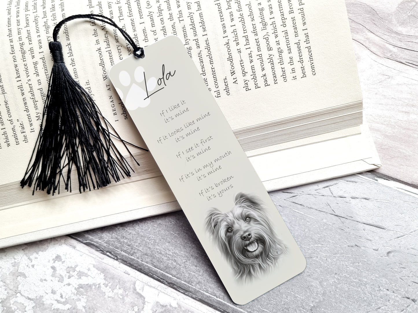 Personalised Skye Terrier Bookmark