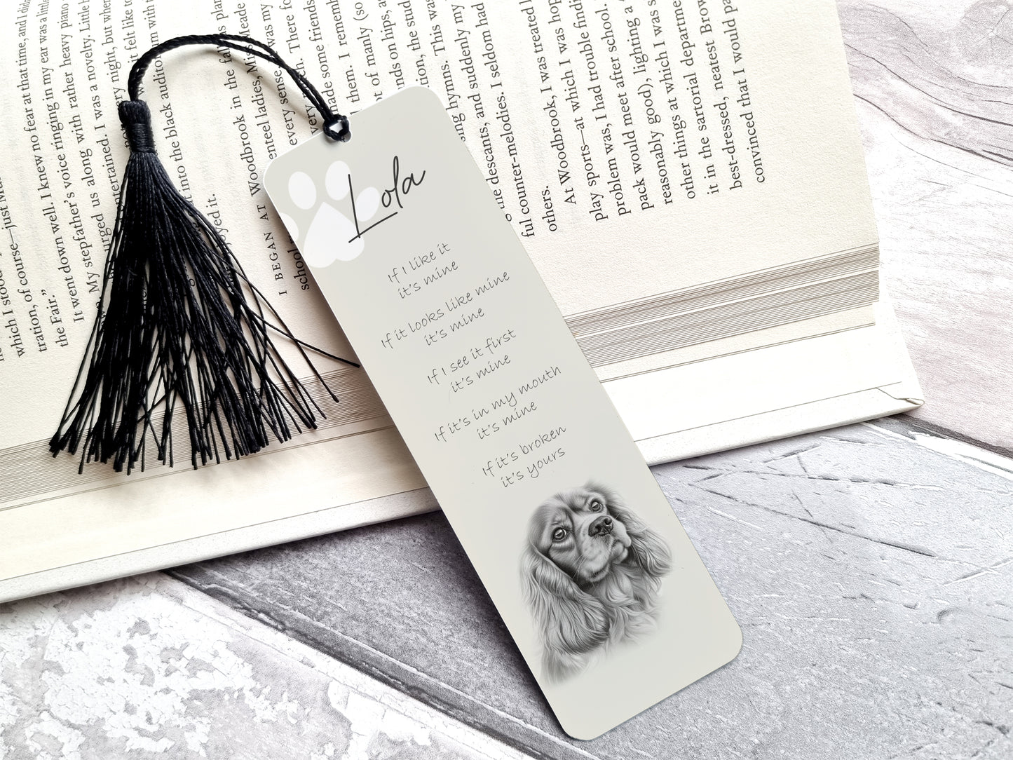 Personalised Ruby King Charles Bookmark