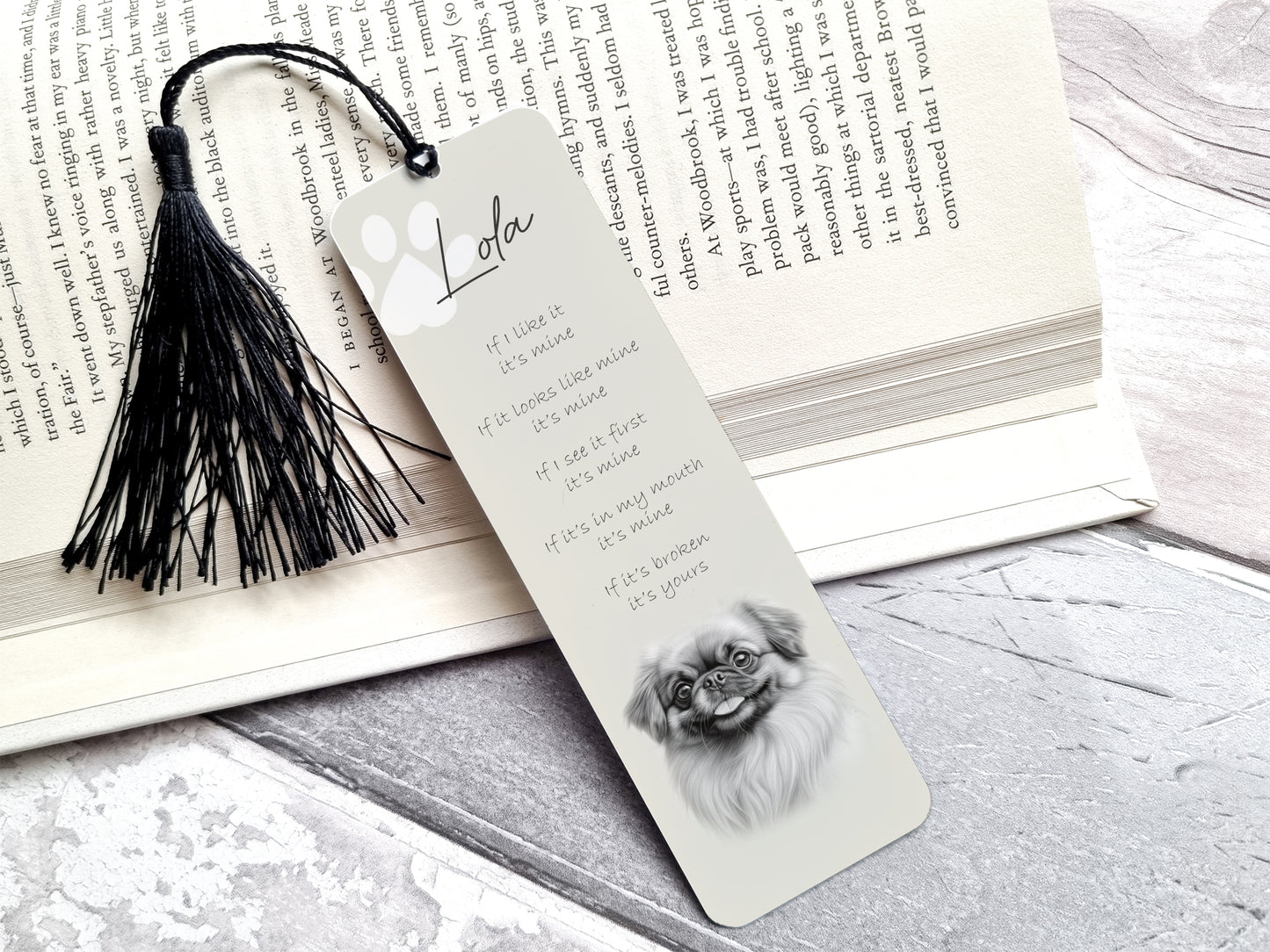Personalised Pekinese Bookmark
