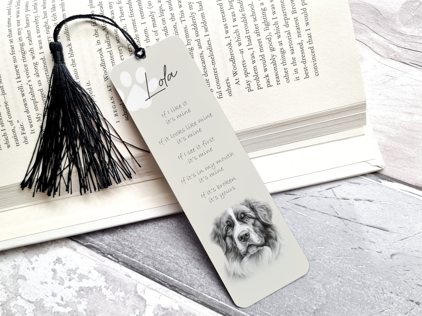 Personalised Saint Bernard Bookmark