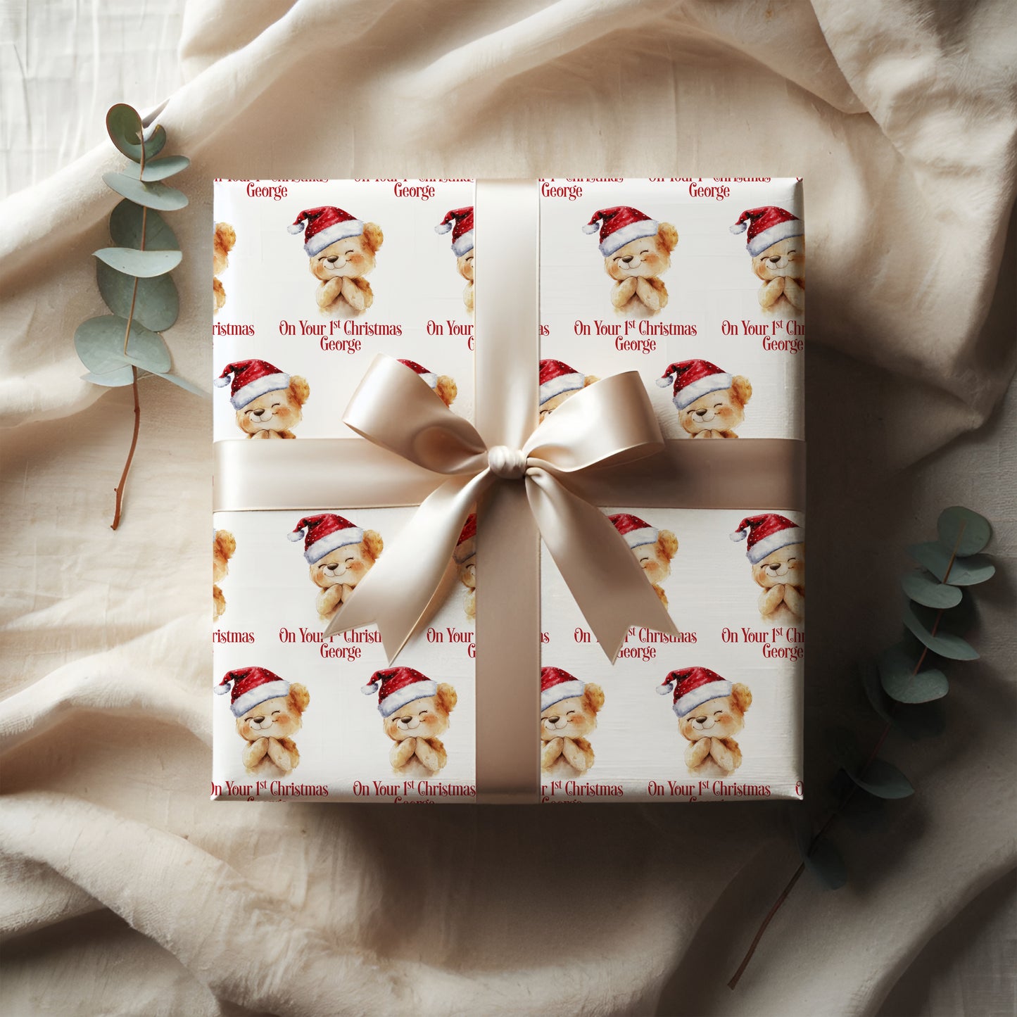 Personalised Teddy bear first Christmas Wrapping Paper
