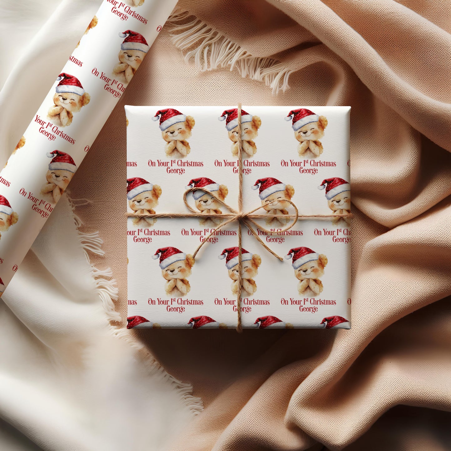 Personalised Teddy bear first Christmas Wrapping Paper
