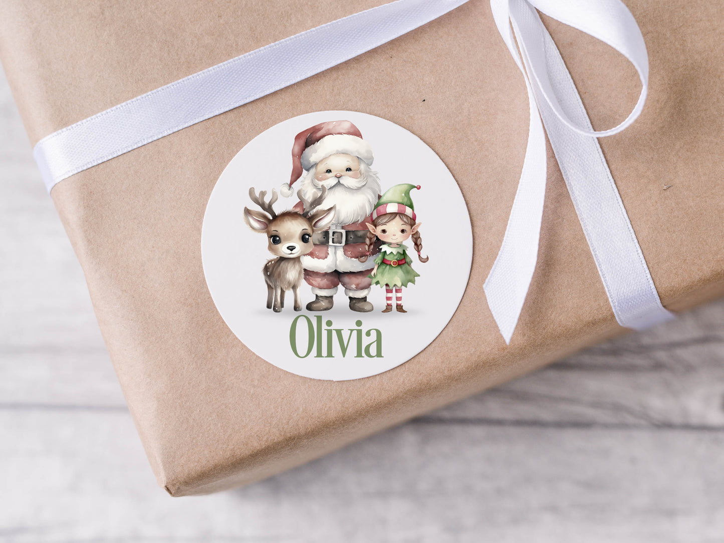 Personalised Santa Christmas stickers, Kids xmas, Santa elf gift tags, custom Christmas packaging, red Christmas Santa gift packaging labels