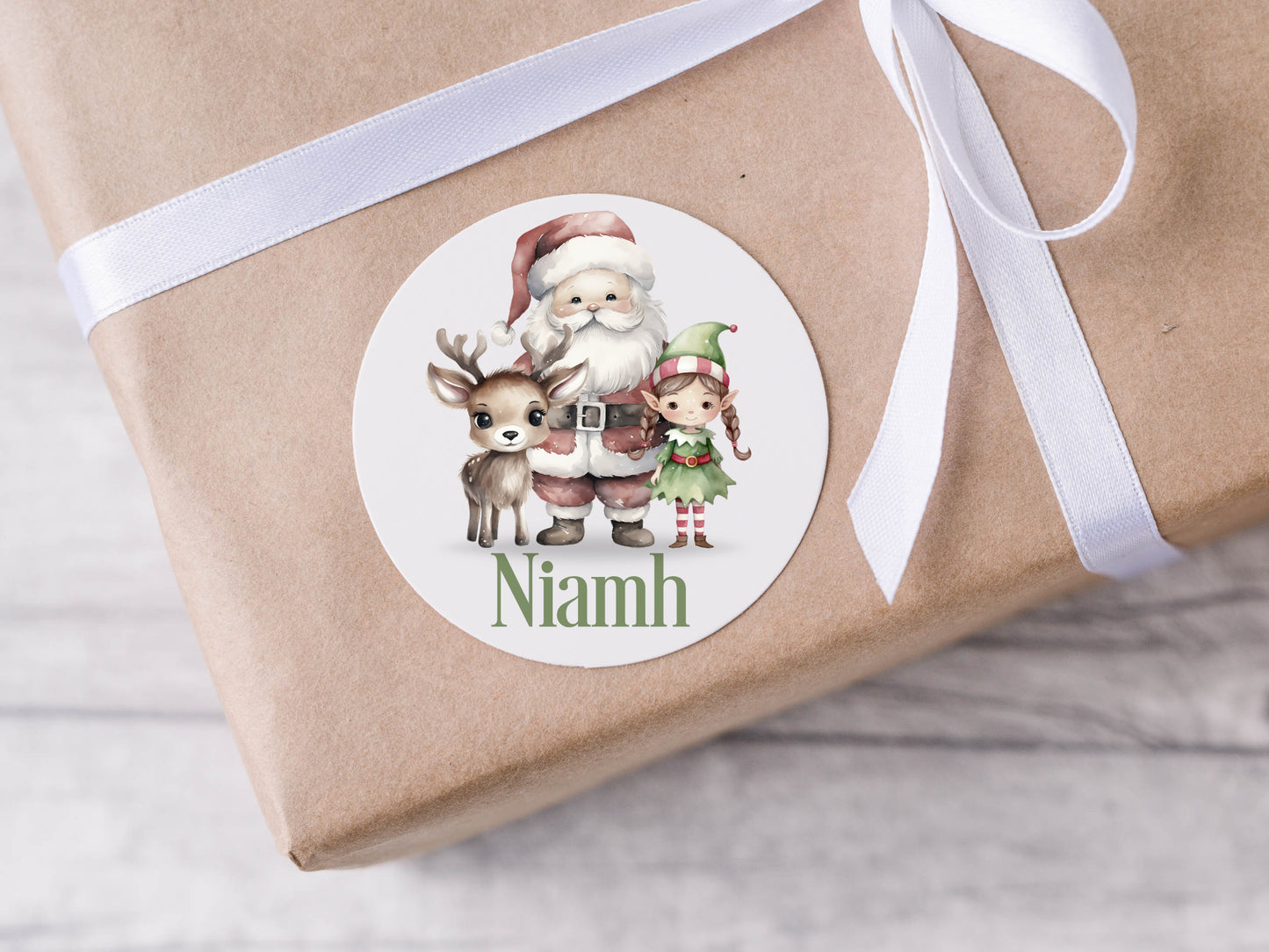 Personalised Santa Christmas stickers, Kids xmas, Santa elf gift tags, custom Christmas packaging, red Christmas Santa gift packaging labels