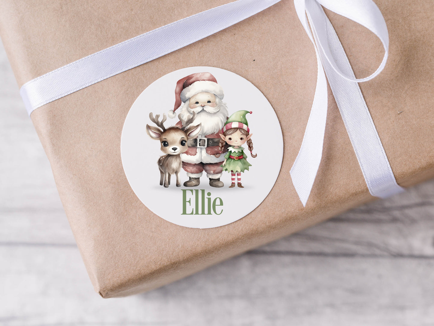 Personalised Santa Christmas stickers, Kids xmas, Santa elf gift tags, custom Christmas packaging, red Christmas Santa gift packaging labels