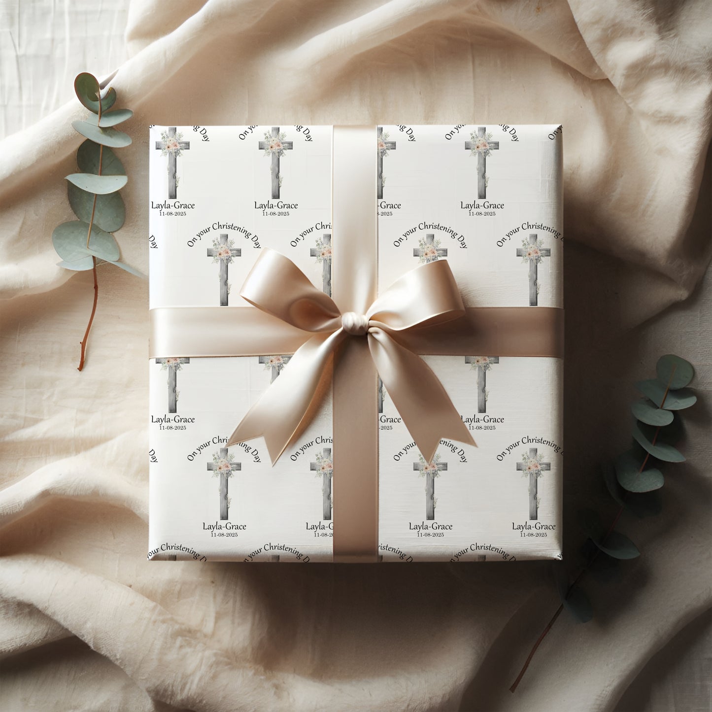 Christening Wrapping Paper, Personalised Christening gift wrap