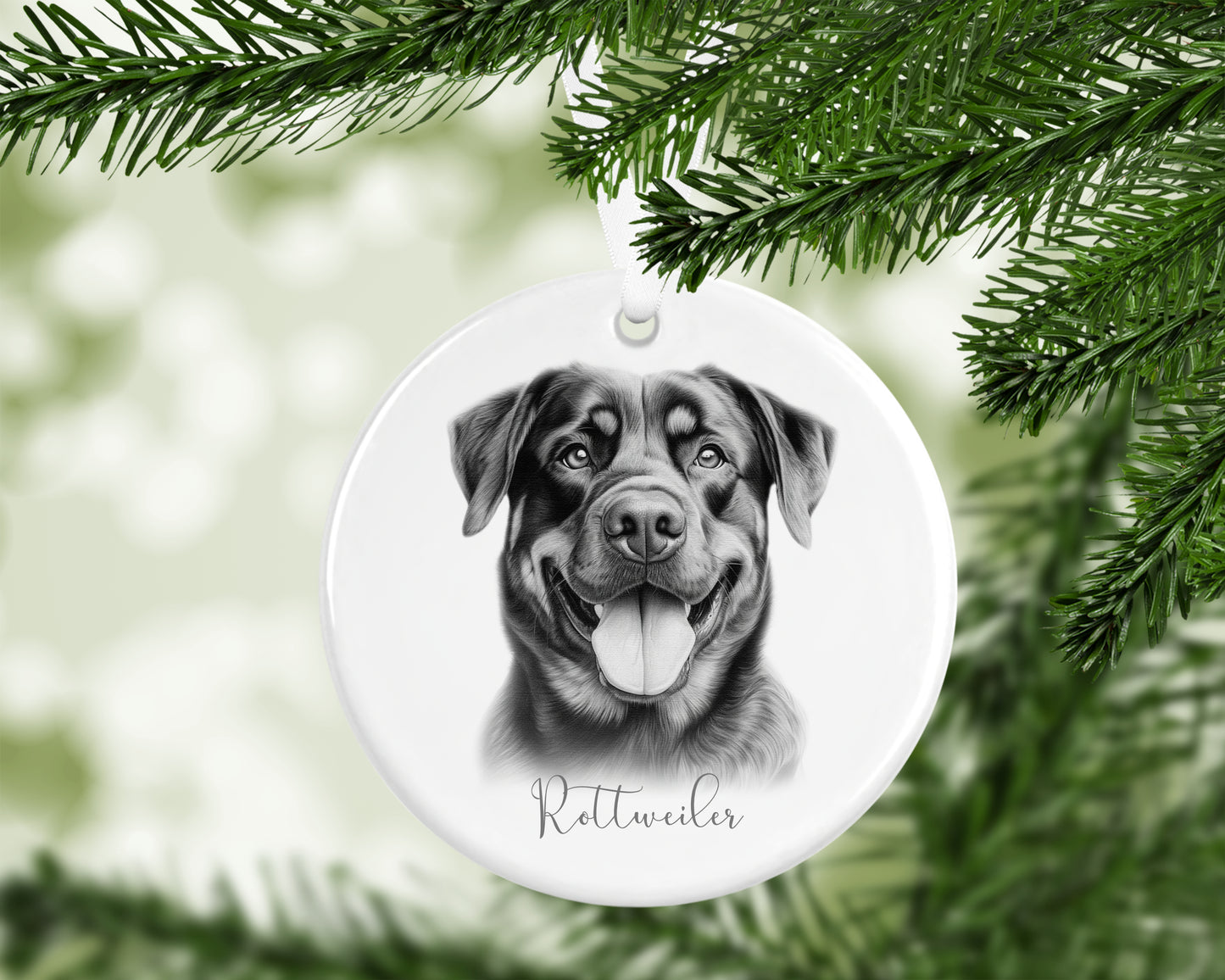Personalised rottweiler dog Christmas bauble, dog breed ceramic bauble, dog lovers Christmas gift