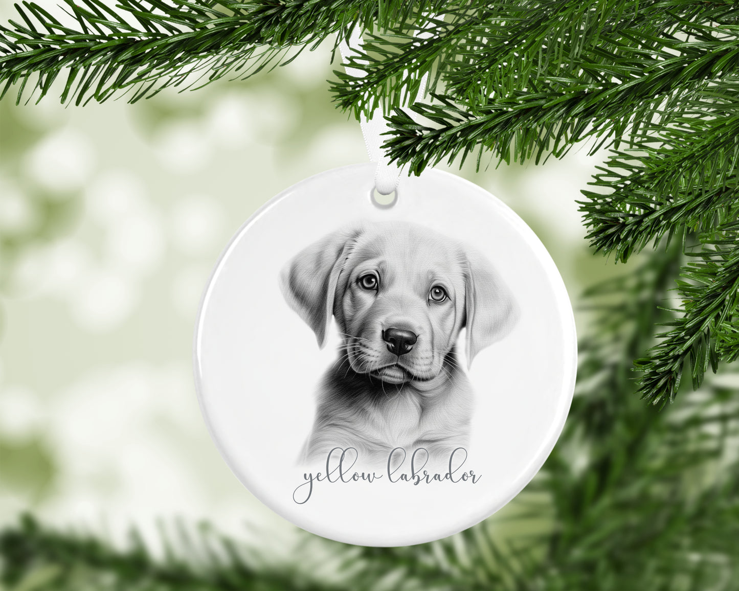 Personalised yellow labrador dog Christmas bauble, dog breed ceramic bauble, dog lovers Christmas gift
