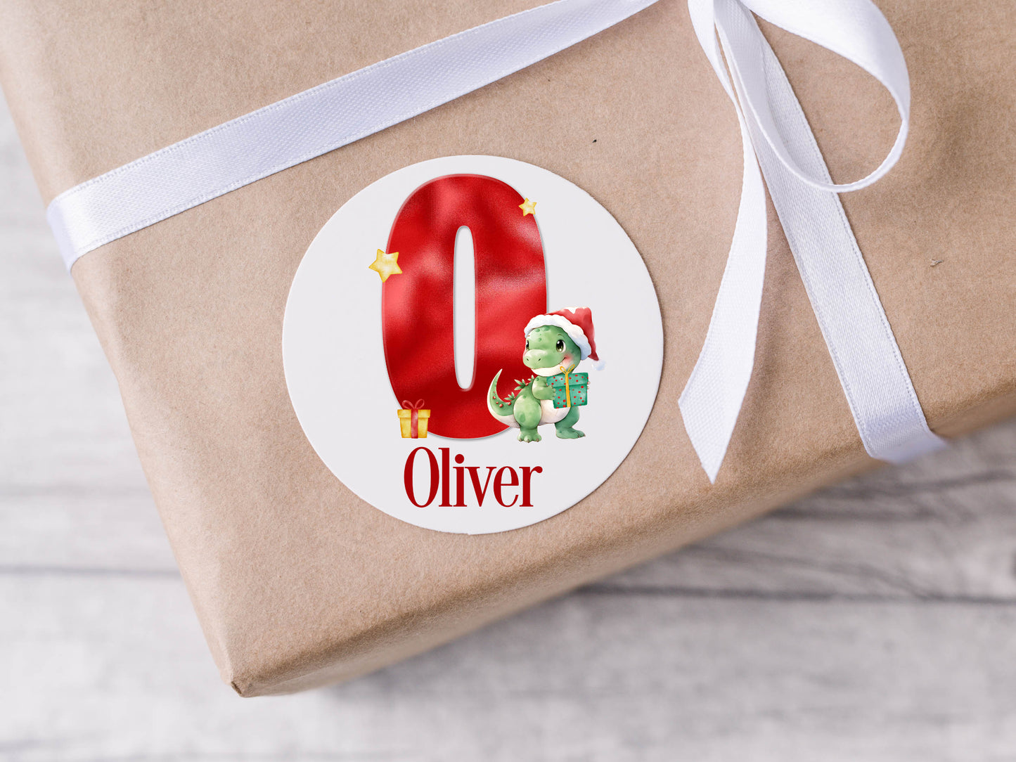 Personalised Christmas stickers, Dinosaur Christmas, Santa gift tags, custom Christmas packaging, red Christmas Santa gift packaging labels