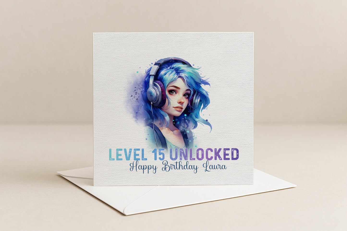 Personalised Gamer Girl Birthday Card