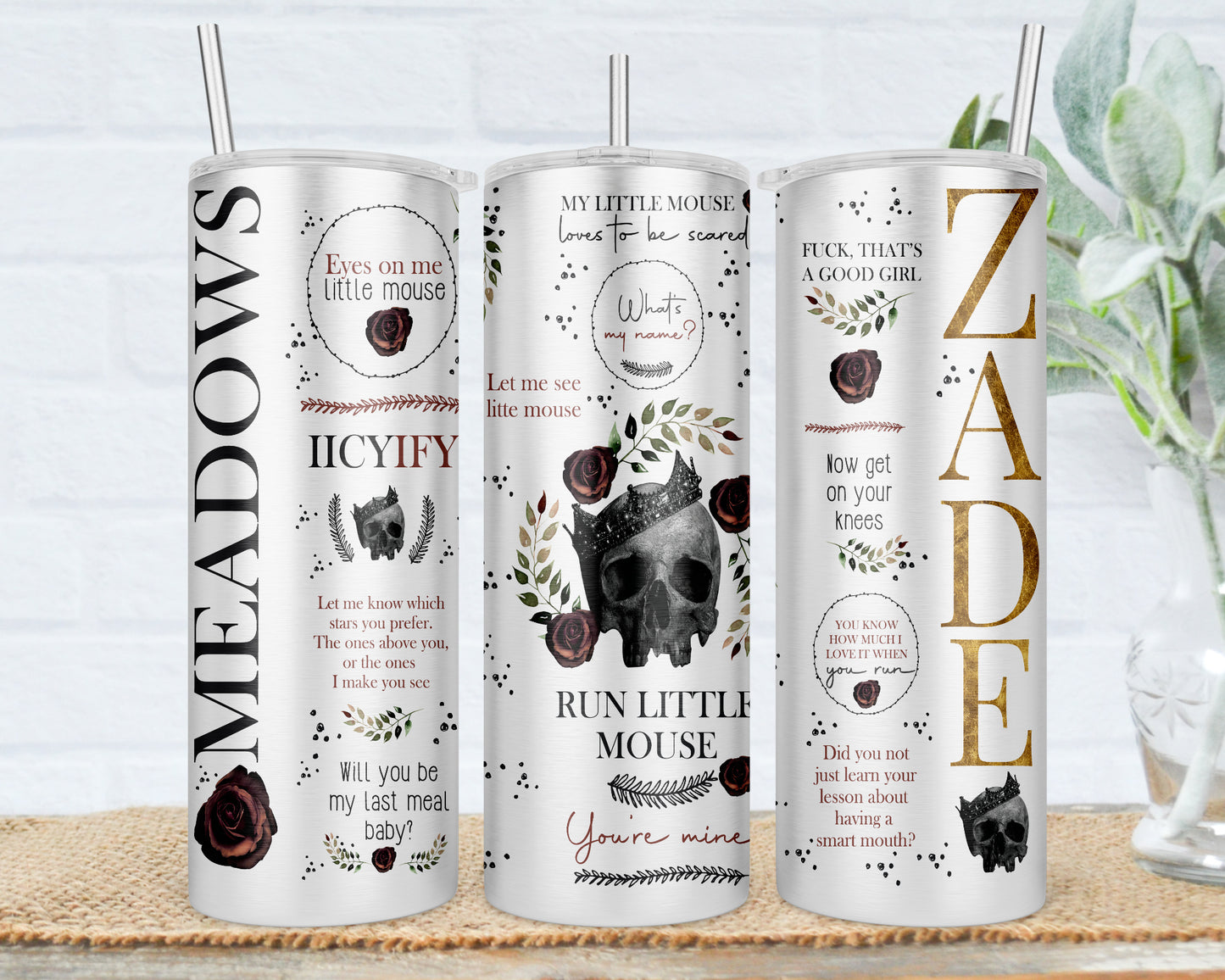 Zade Meadows 20oz Tumbler, Haunting Adeline Skinny Tumbler with Straw, Hunting Adeline, Bookish Gifts, Cat and Mouse Duet, Bookish Tumbler