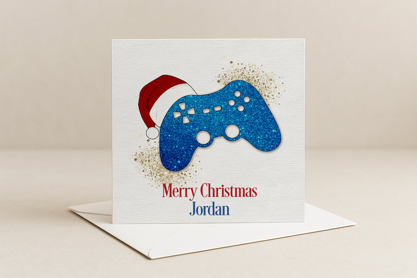 Personalised Gamer Christmas Card - Blue