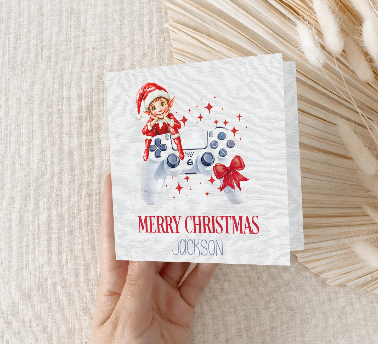 Personalised Elf Gamer Christmas Card