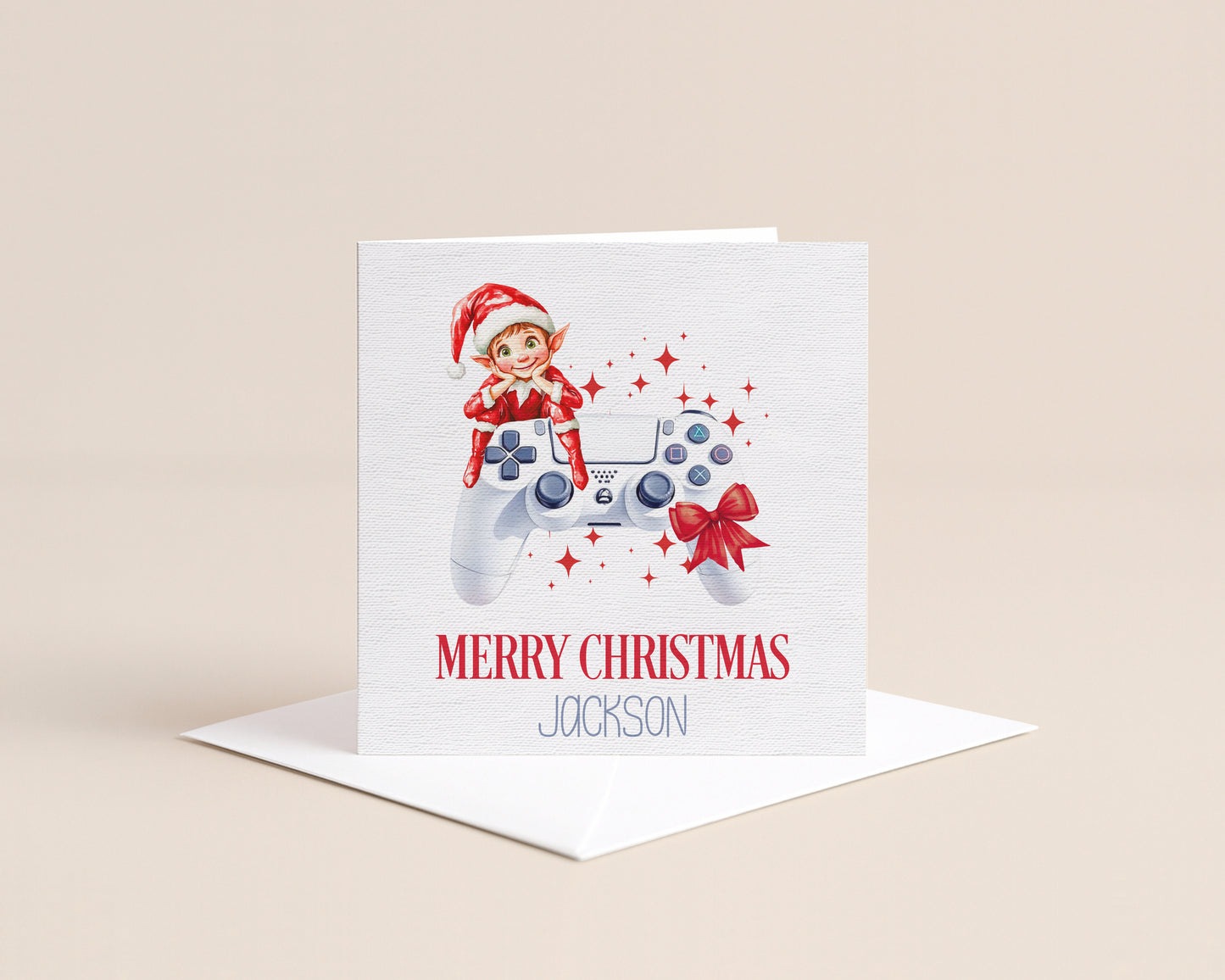 Personalised Elf Gamer Christmas Card