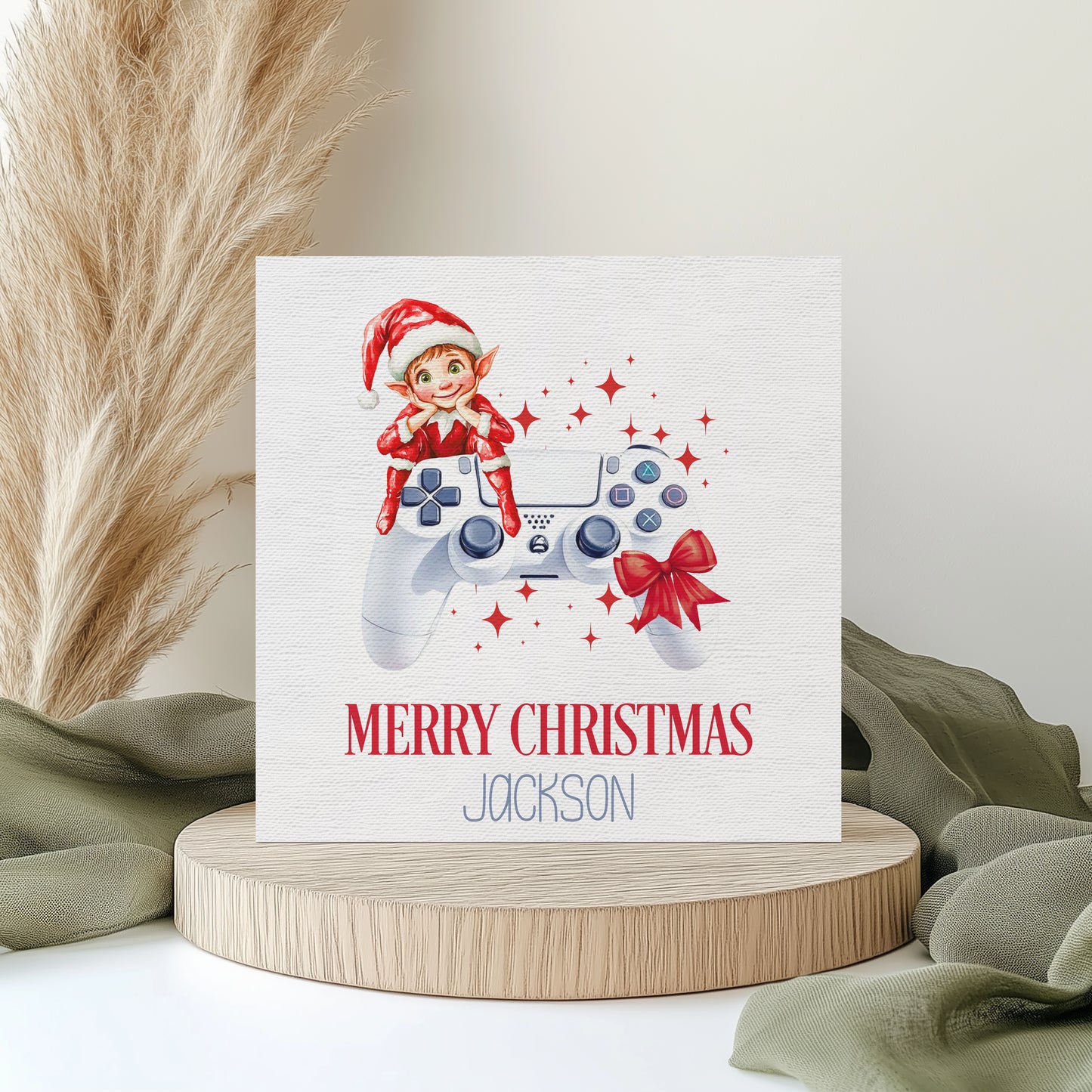 Personalised Elf Gamer Christmas Card