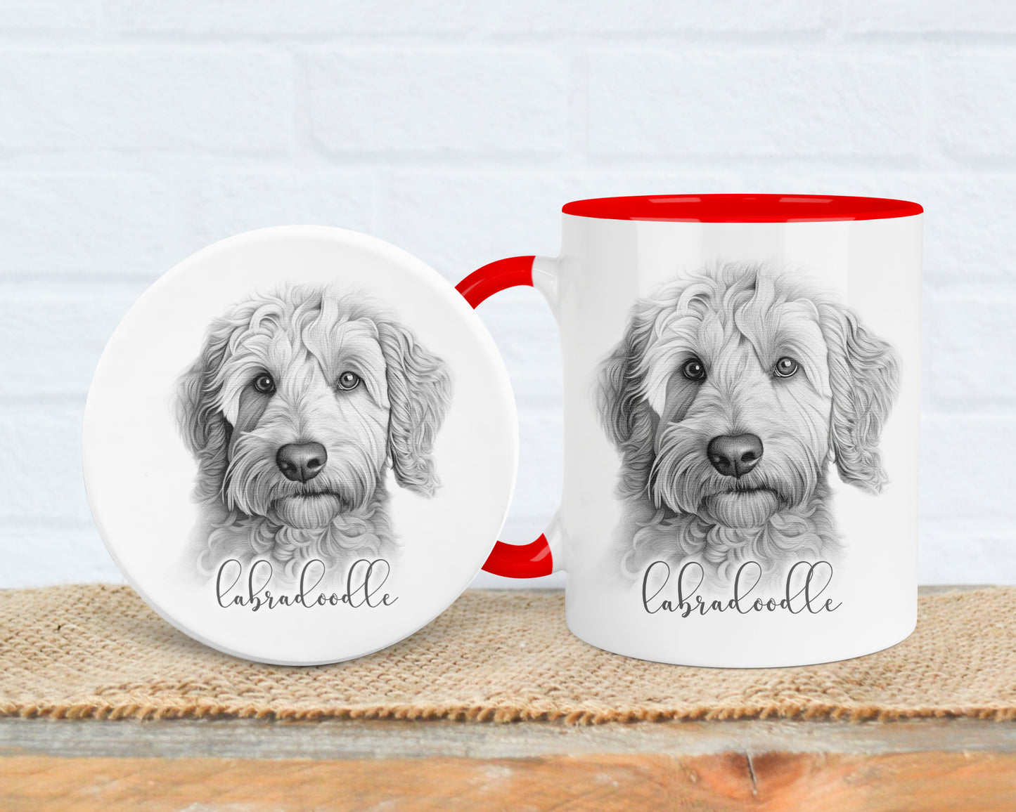 Labradoodle Dog Mug, Personalised dog breed mug, Labradoodle gift, 11oz ceramic mug, dog lover gift, Labradoodle dog, Mug and Coaster Set