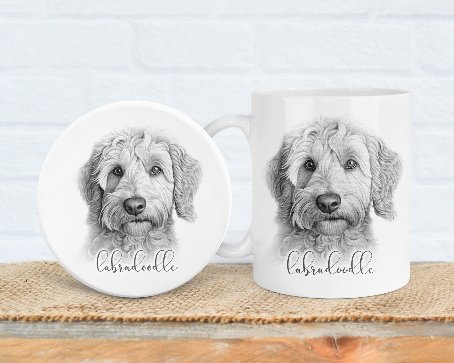 Labradoodle Dog Mug, Personalised dog breed mug, Labradoodle gift, 11oz ceramic mug, dog lover gift, Labradoodle dog, Mug and Coaster Set