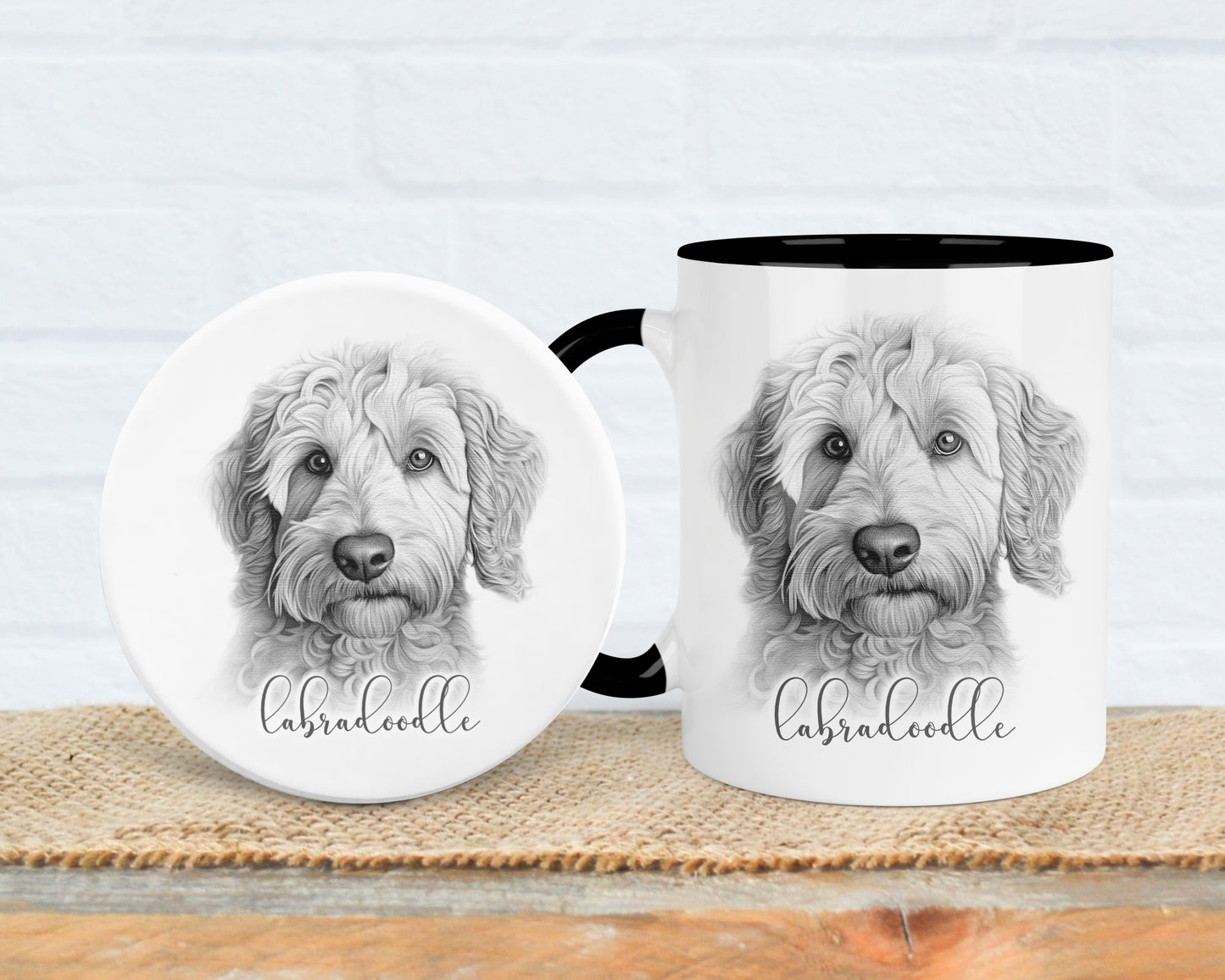 Labradoodle Dog Mug, Personalised dog breed mug, Labradoodle gift, 11oz ceramic mug, dog lover gift, Labradoodle dog, Mug and Coaster Set