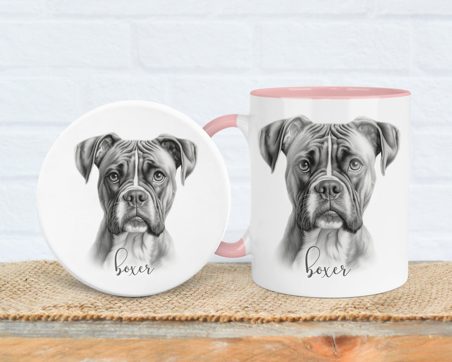 Boxer Dog Mug, Personalised dog breed mug, boxer gift, boxer mug, 11oz ceramic mug, dog lover gift, boxer dog, Mug and Coaster Set