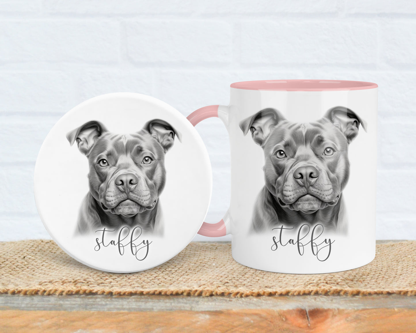 Staffy Mug, Personalised dog breed mug, Staffy gift, Staffy mug, 11oz ceramic mug, dog lover, Staffordshire Bull Terrier Mug and Coaster
